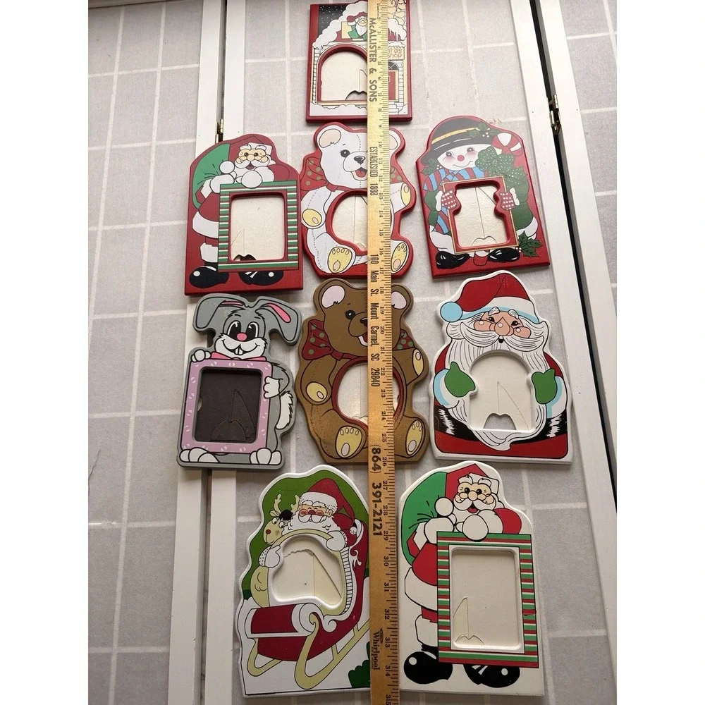 Bundle of 9 Lot 1990's Christmas Holiday Santa Teddy Bear‎ 5x7 Nostalgic Frames